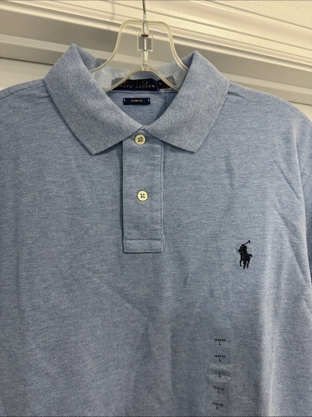 Ralph Lauren Men's Heather Light Blue Polo with Navy Pony
